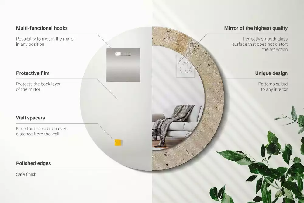 Kerek tükör fali dísz Kő utánzat