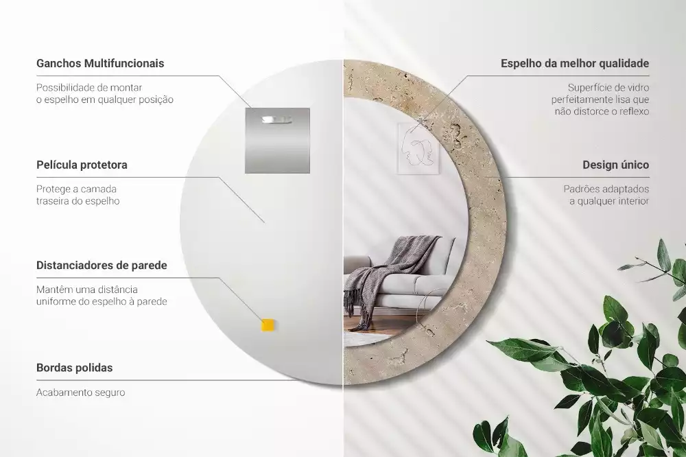 Kerek tükör fali dísz Kő utánzat