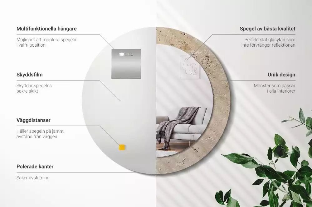 Kerek tükör fali dísz Kő utánzat