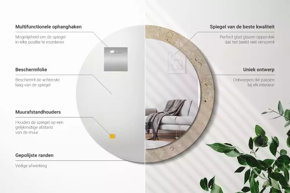 Kerek tükör fali dísz Kő utánzat