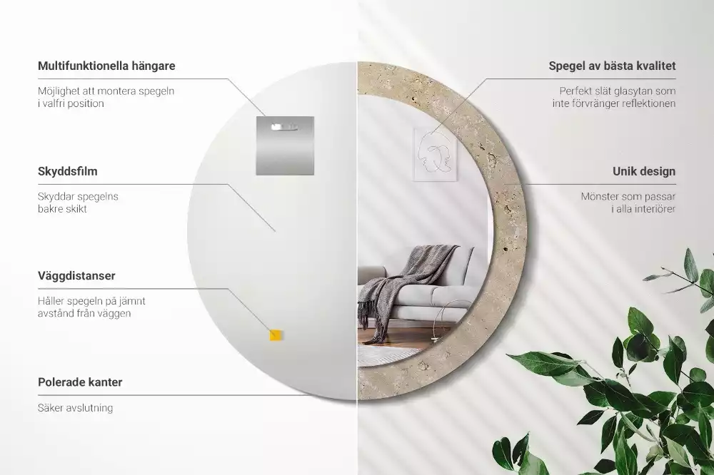 Kerek tükör fali dísz Kő utánzat