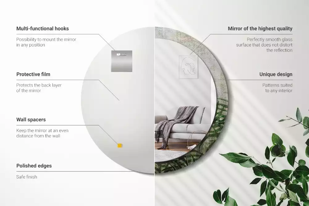 Kerek tükör fali dísz Páfránylevél