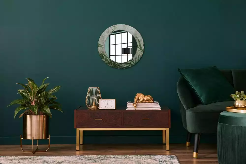 Kerek tükör fali dísz Páfránylevél