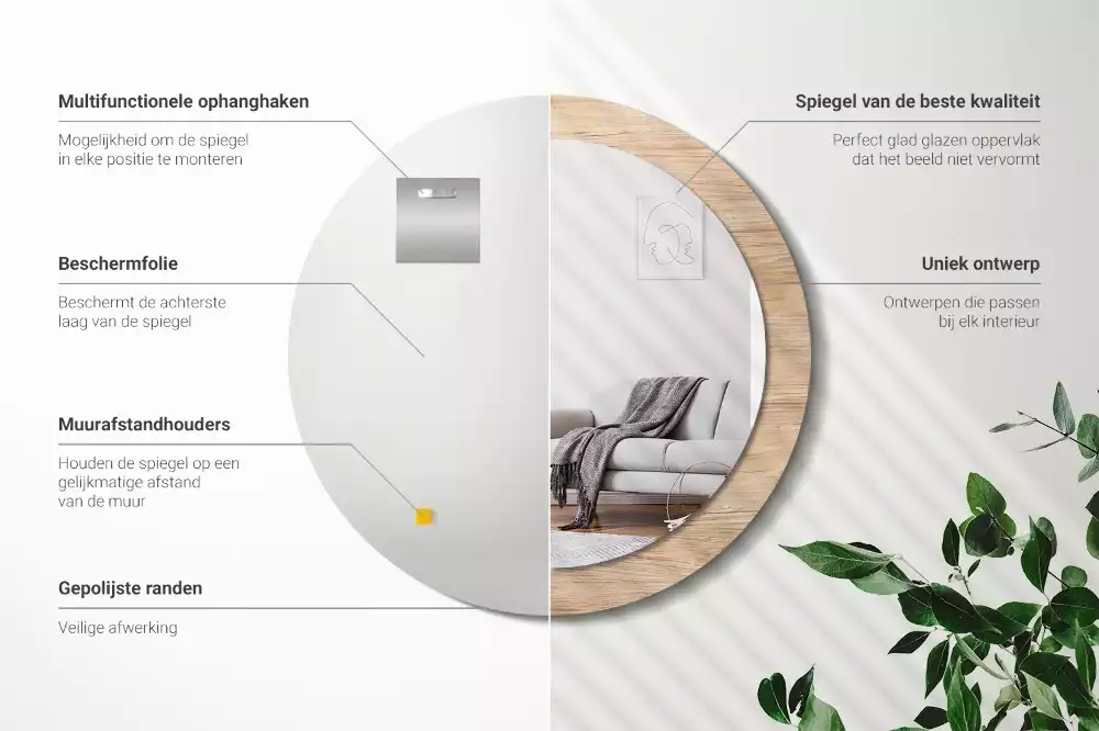 Kerek tükör fali dísz Faipari