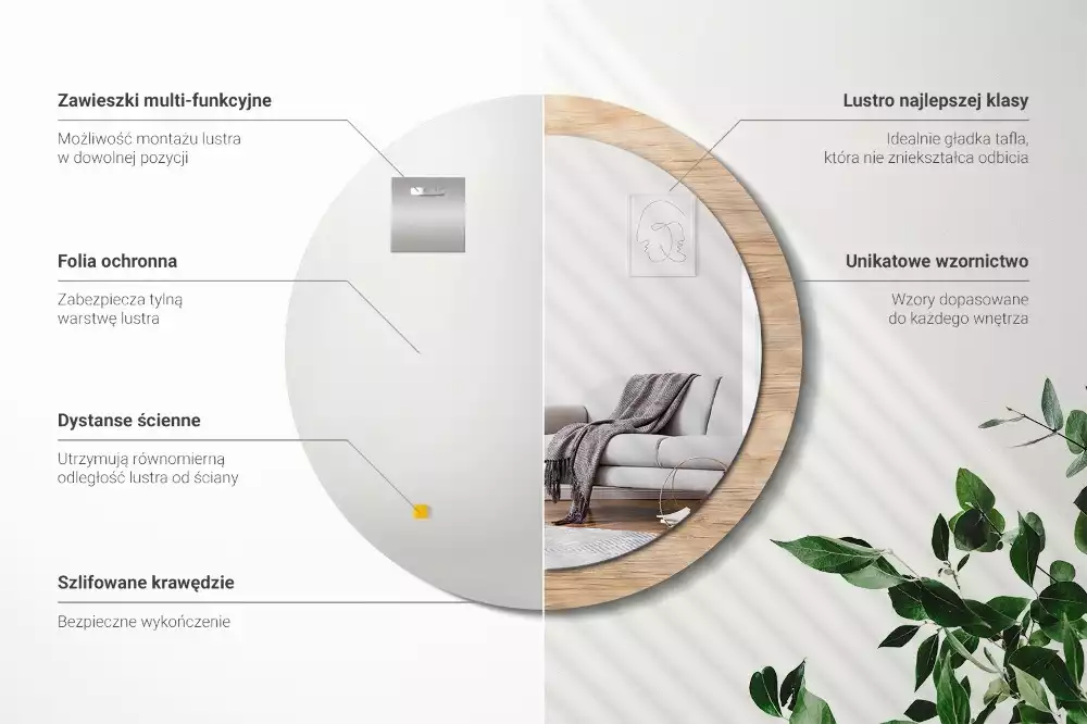 Kerek tükör fali dísz Faipari