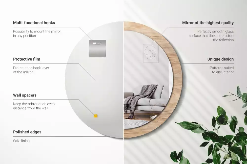 Kerek tükör fali dísz Faipari