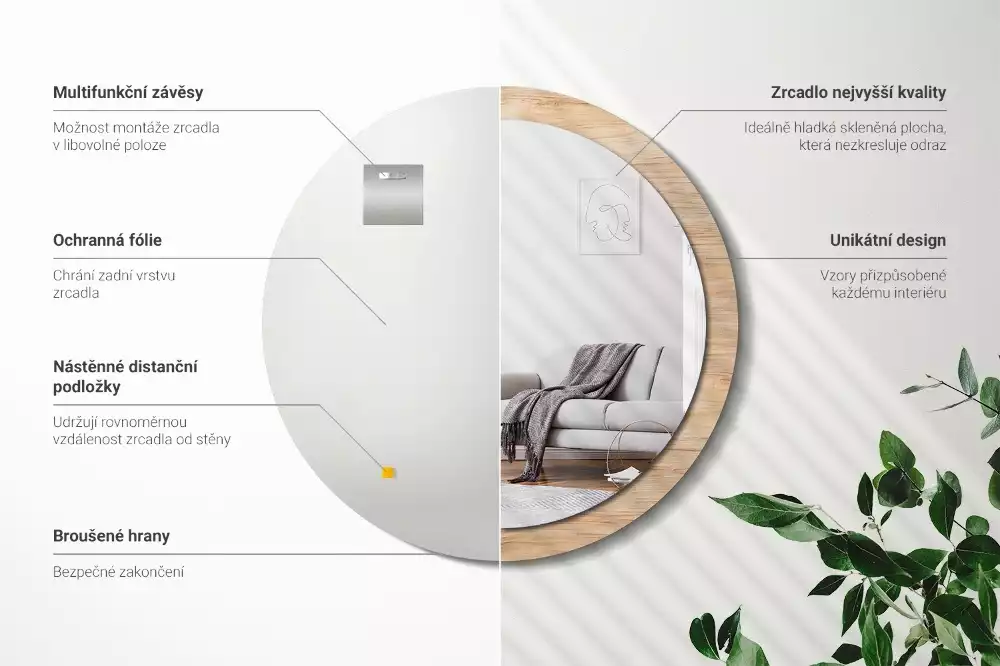 Kerek tükör fali dísz Faipari