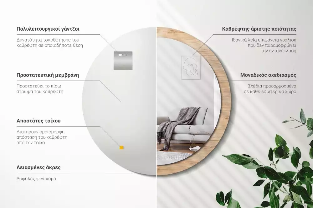 Kerek tükör fali dísz Faipari