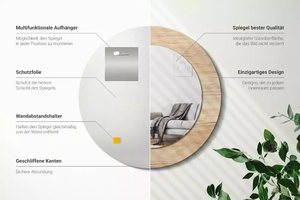 Kerek tükör fali dísz Faipari