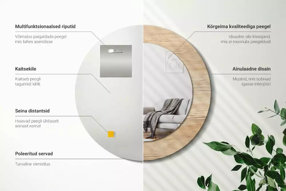 Kerek tükör fali dísz Faipari