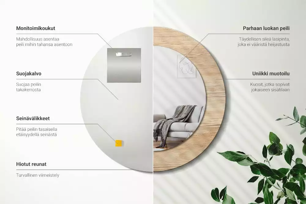 Kerek tükör fali dísz Faipari