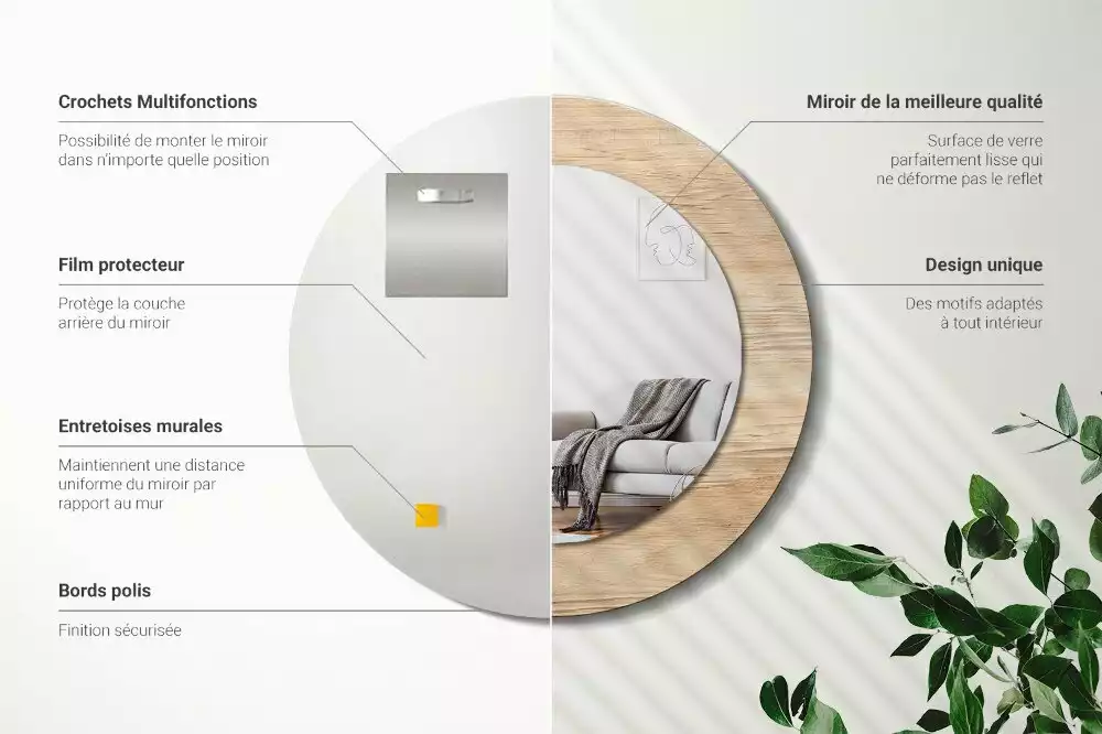 Kerek tükör fali dísz Faipari