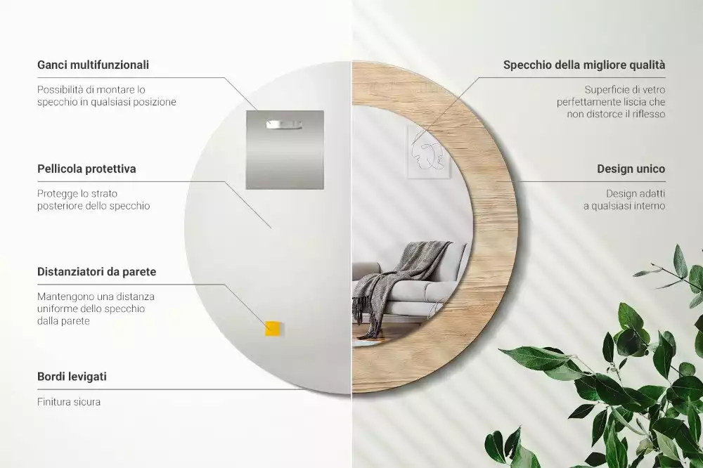 Kerek tükör fali dísz Faipari