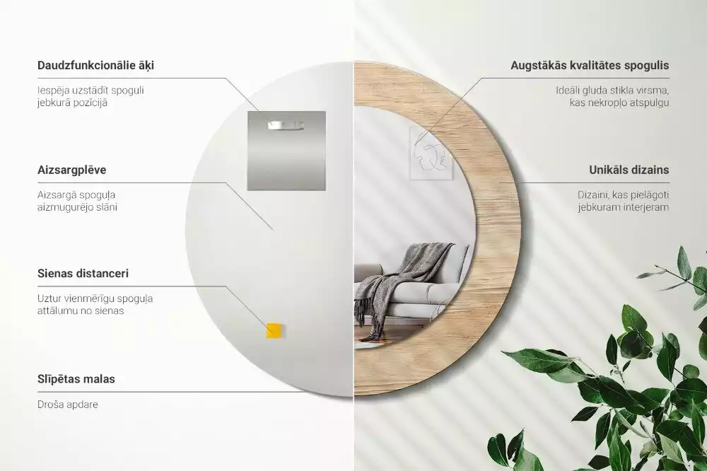 Kerek tükör fali dísz Faipari