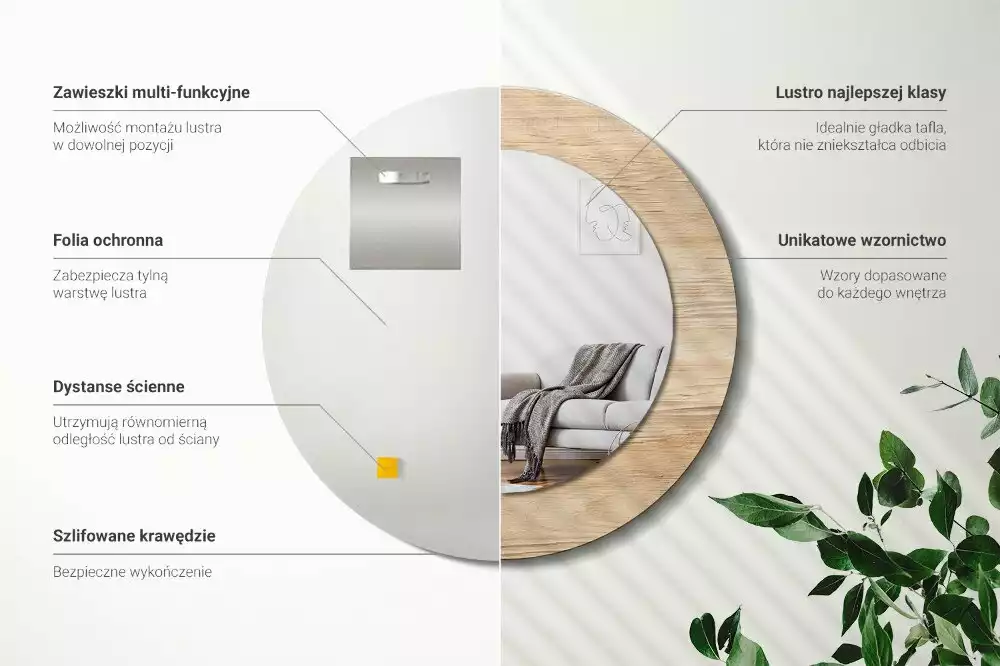 Kerek tükör fali dísz Faipari