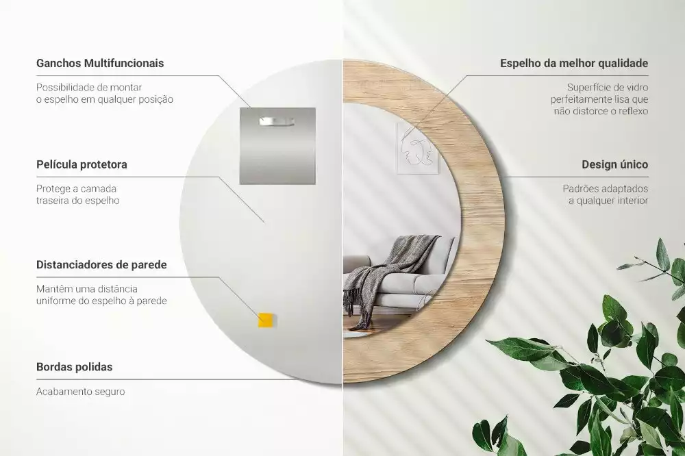 Kerek tükör fali dísz Faipari