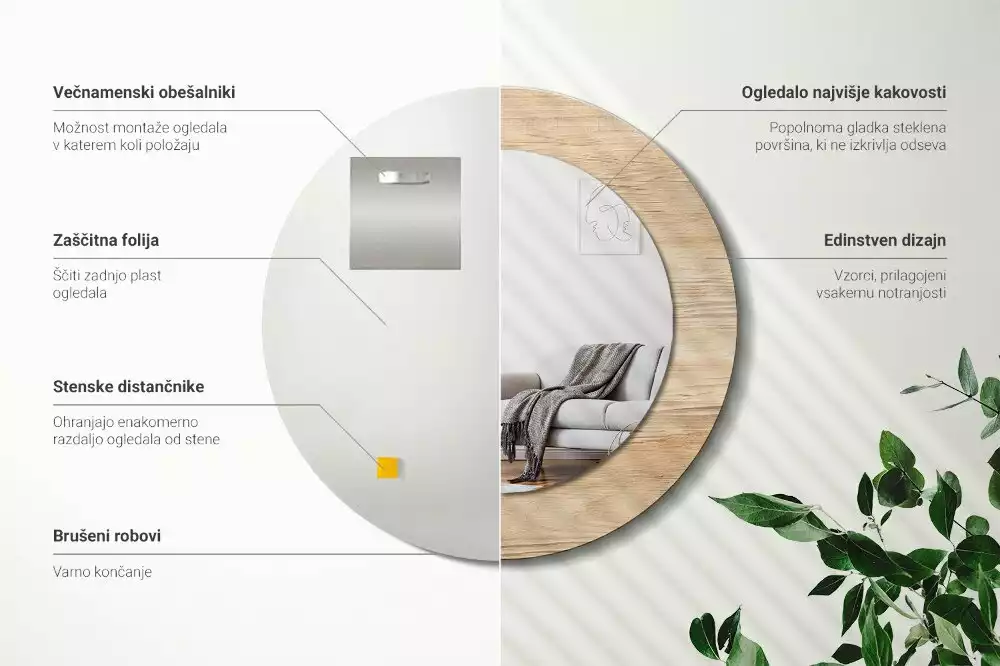 Kerek tükör fali dísz Faipari