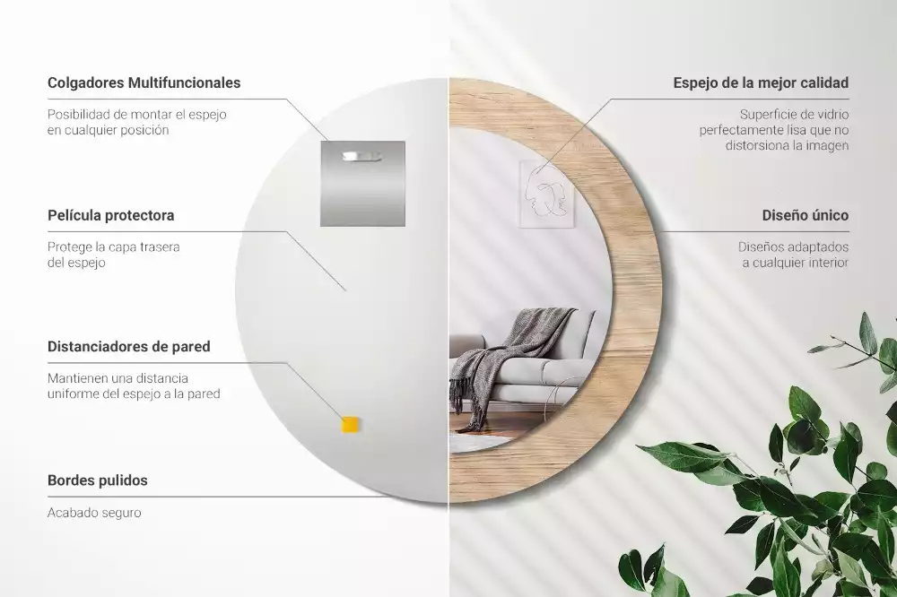 Kerek tükör fali dísz Faipari