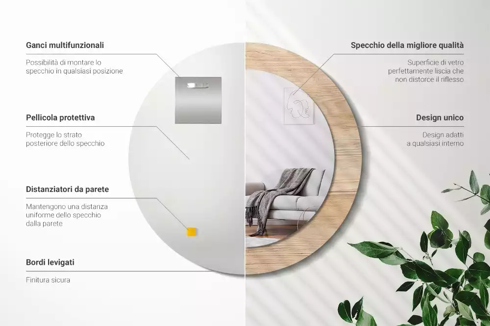 Kerek tükör fali dísz Faipari