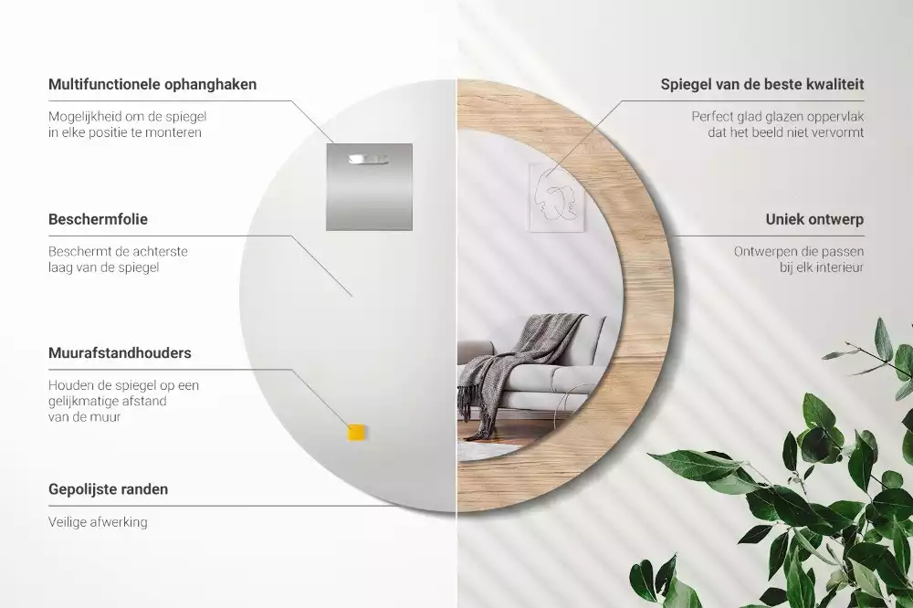 Kerek tükör fali dísz Faipari