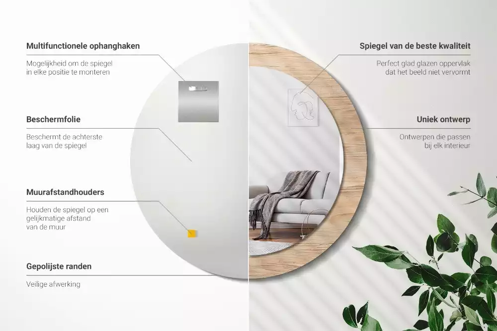 Kerek tükör fali dísz Faipari