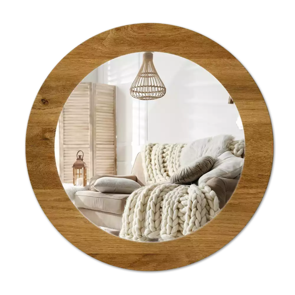 Kerek tükör fali dísz Rusztikus tölgy