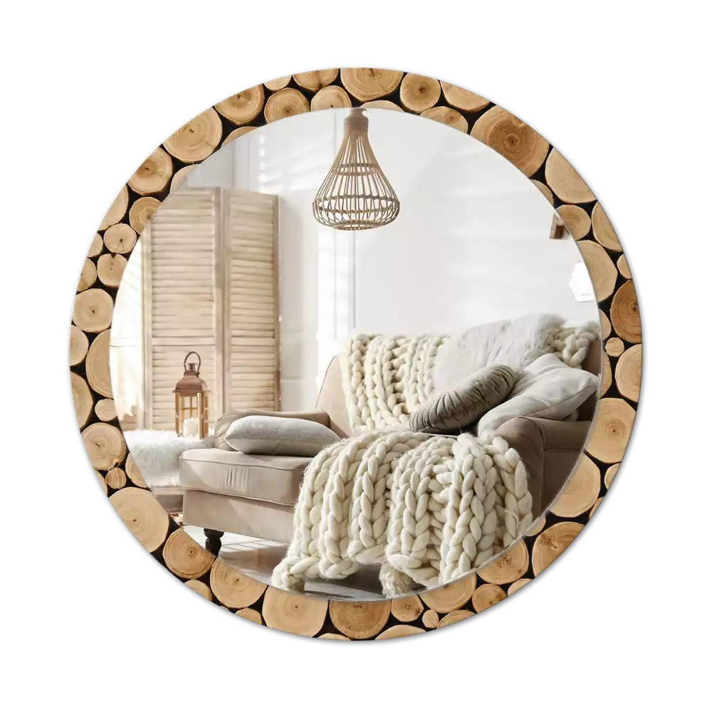 Kerek tükör fali dísz Fa rönkök