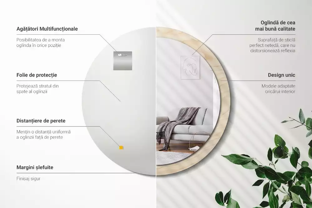 Kerek tükör fali dísz Világos fa