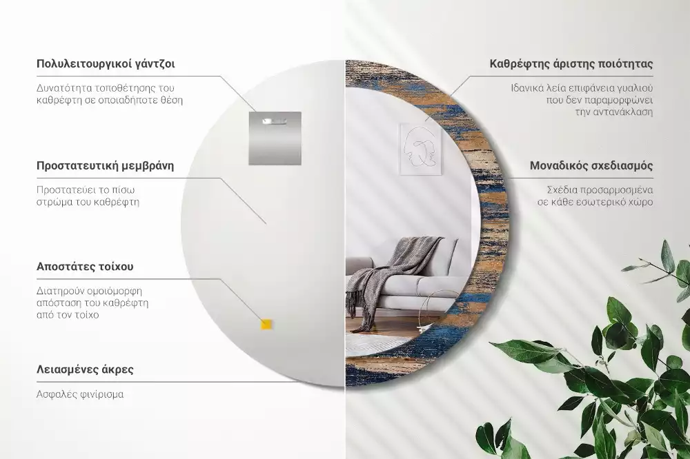 Kerek tükör fali dísz Absztrakt fa