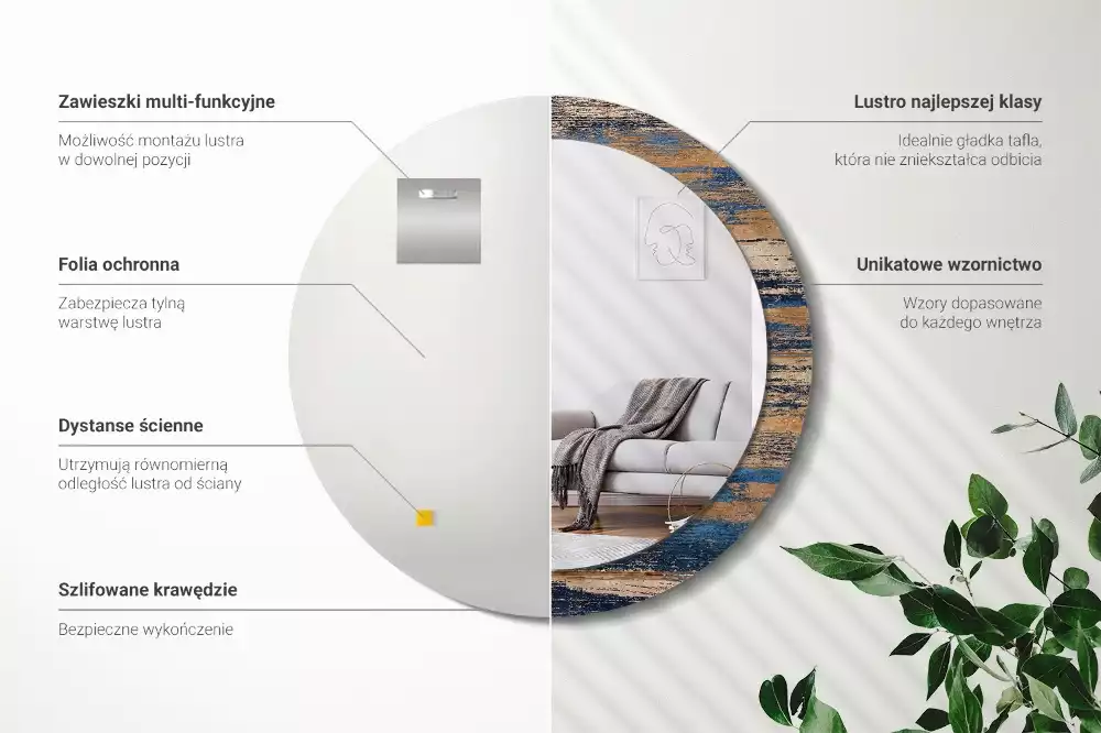 Kerek tükör fali dísz Absztrakt fa