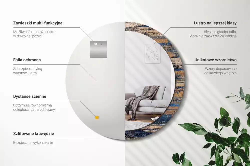 Kerek tükör fali dísz Absztrakt fa