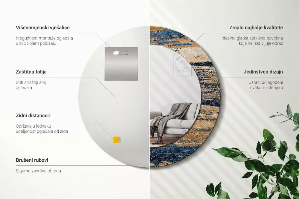 Kerek tükör fali dísz Absztrakt fa