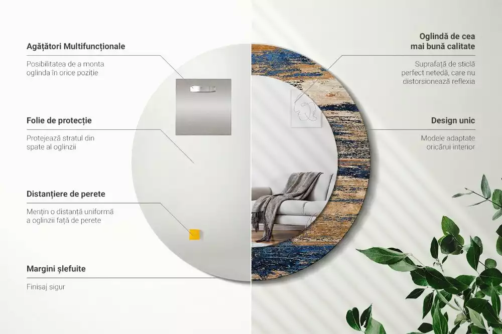 Kerek tükör fali dísz Absztrakt fa