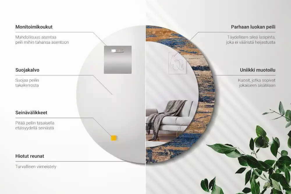 Kerek tükör fali dísz Absztrakt fa