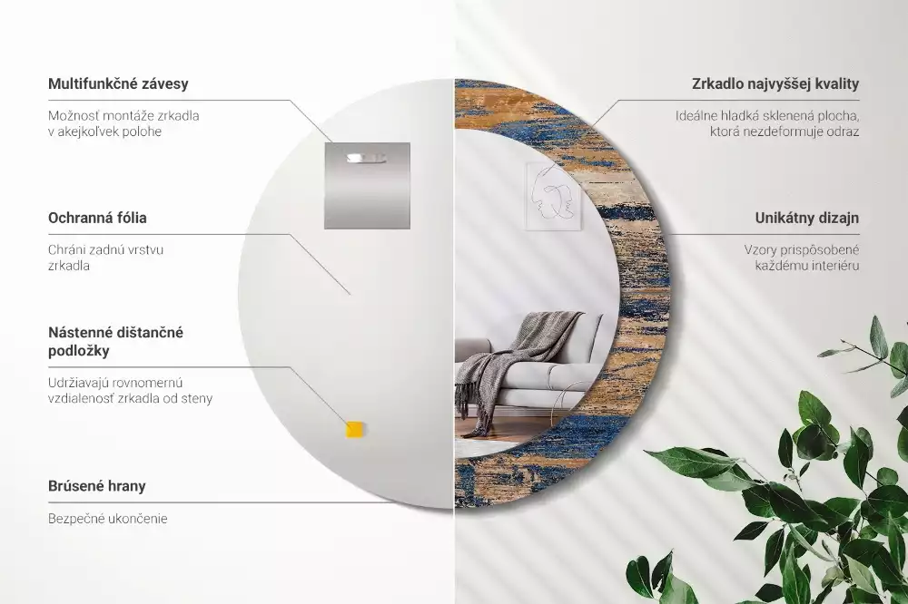 Kerek tükör fali dísz Absztrakt fa