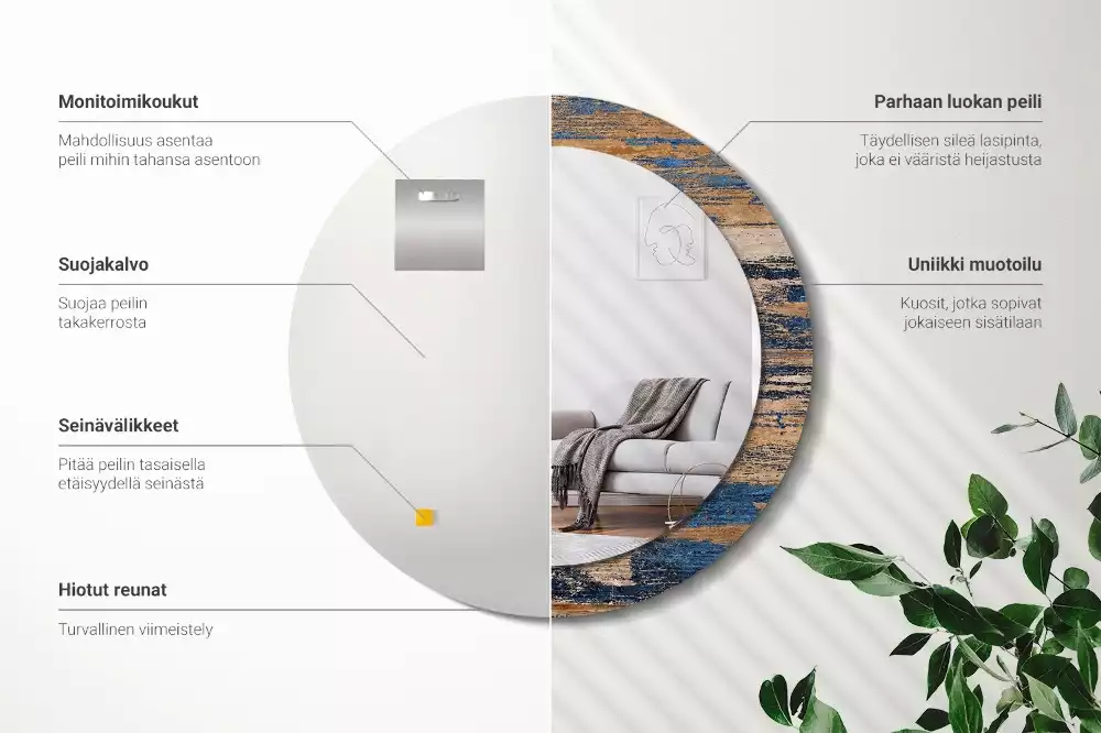 Kerek tükör fali dísz Absztrakt fa