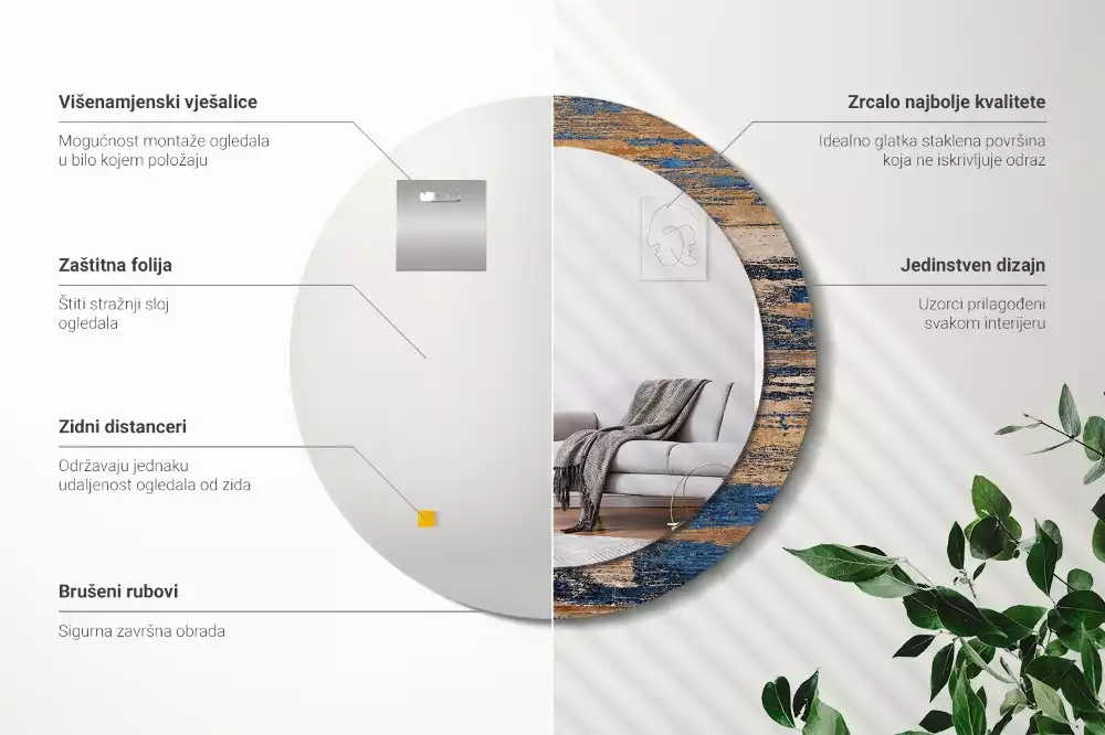 Kerek tükör fali dísz Absztrakt fa