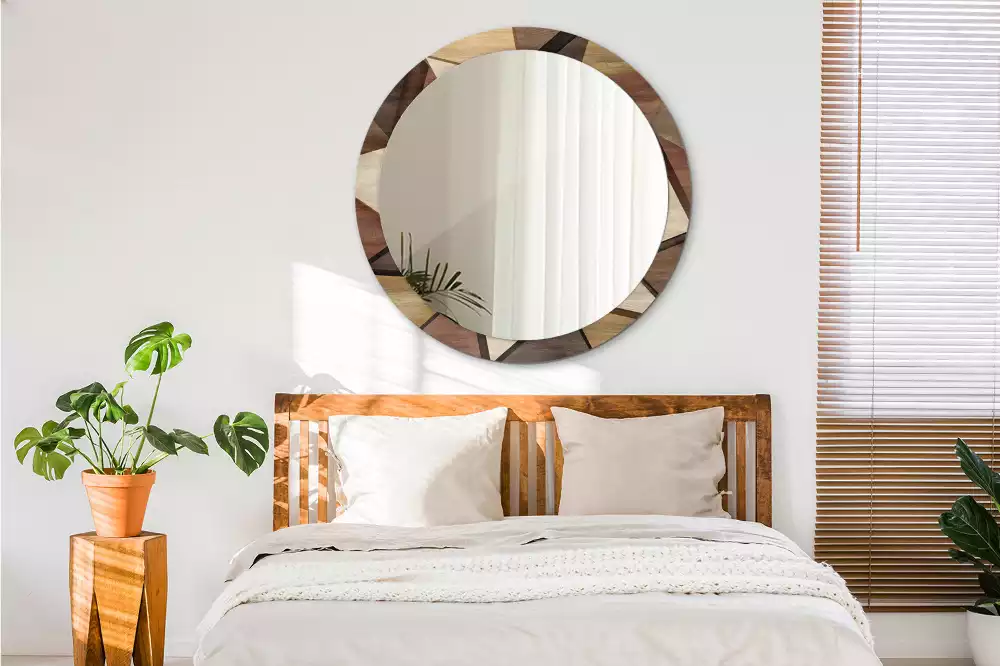 Kerek tükör fali dísz Geometrikus fa 3D