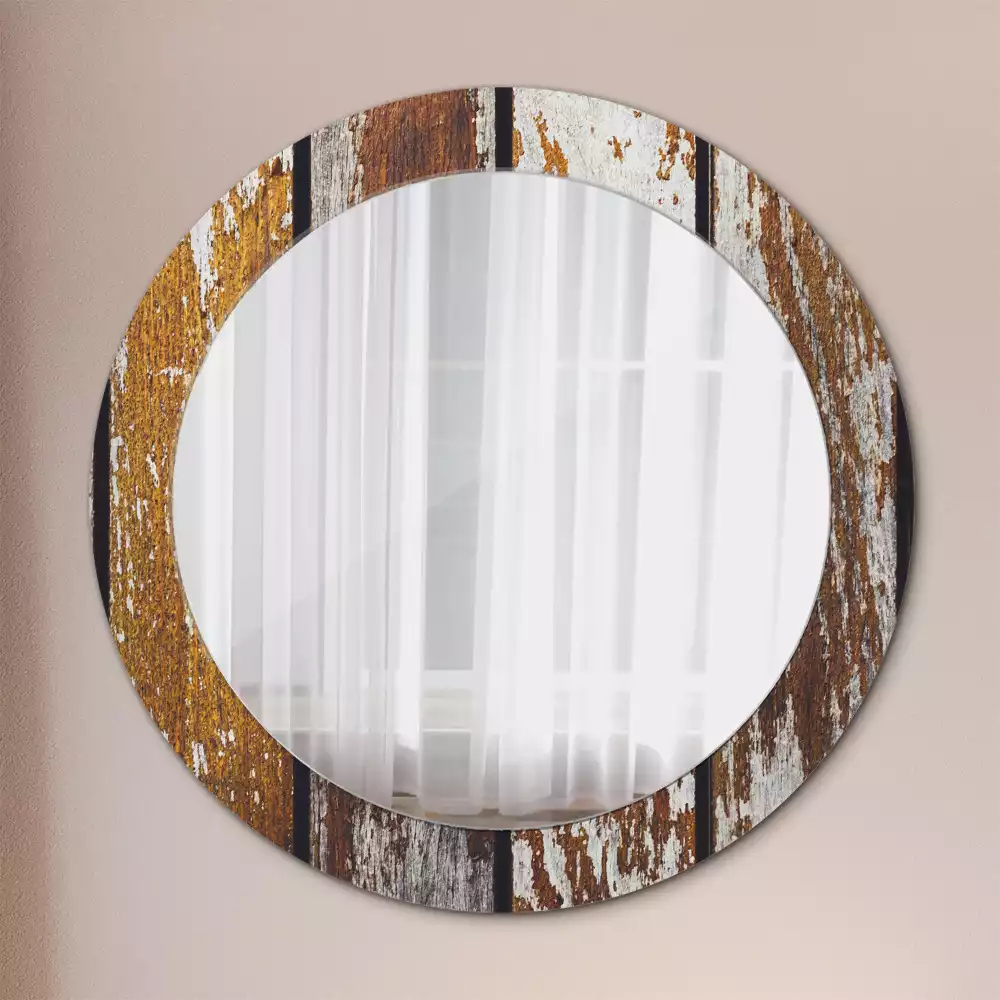 Kerek tükör fali dísz Sötét vintage fa