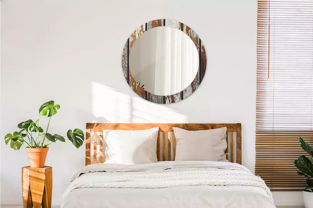 Kerek tükör fali dísz Sötét vintage fa