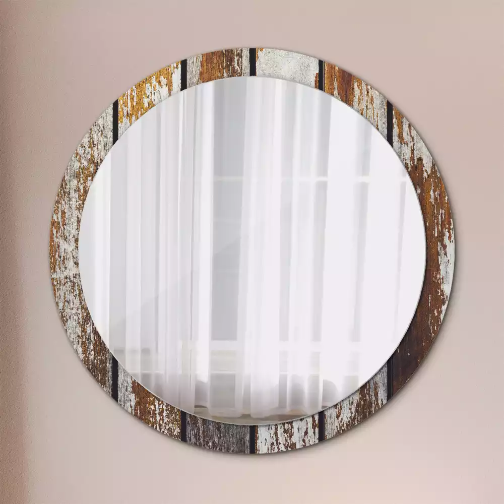Kerek tükör fali dísz Sötét vintage fa