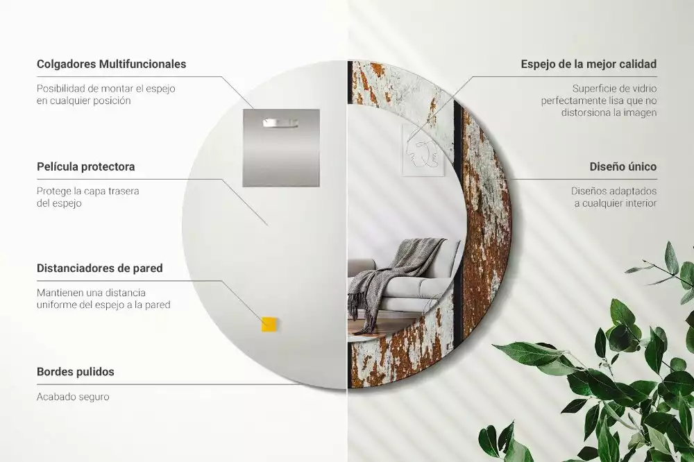 Kerek tükör fali dísz Sötét vintage fa