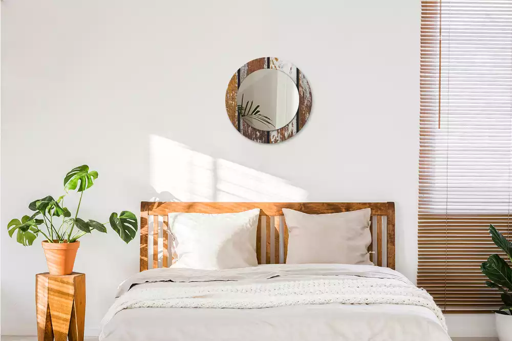 Kerek tükör fali dísz Sötét vintage fa