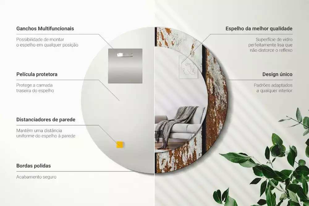 Kerek tükör fali dísz Sötét vintage fa