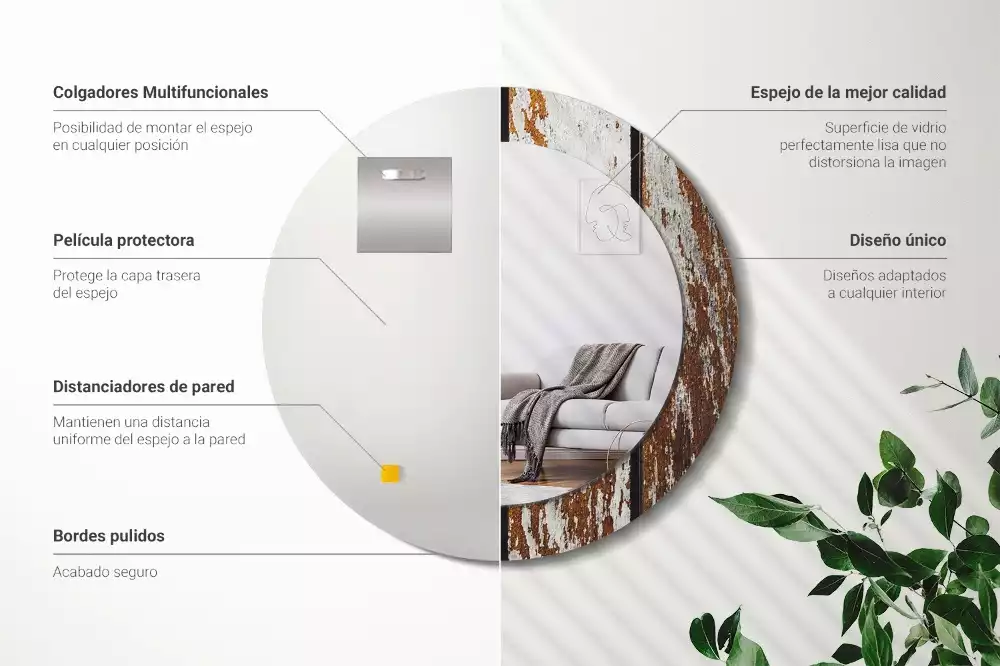 Kerek tükör fali dísz Sötét vintage fa