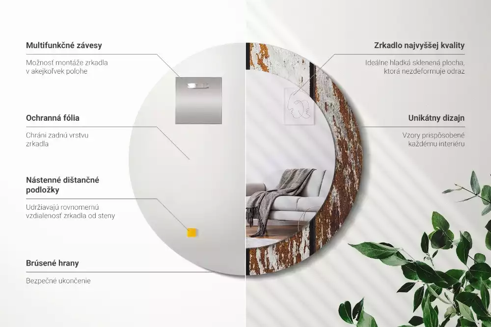 Kerek tükör fali dísz Sötét vintage fa