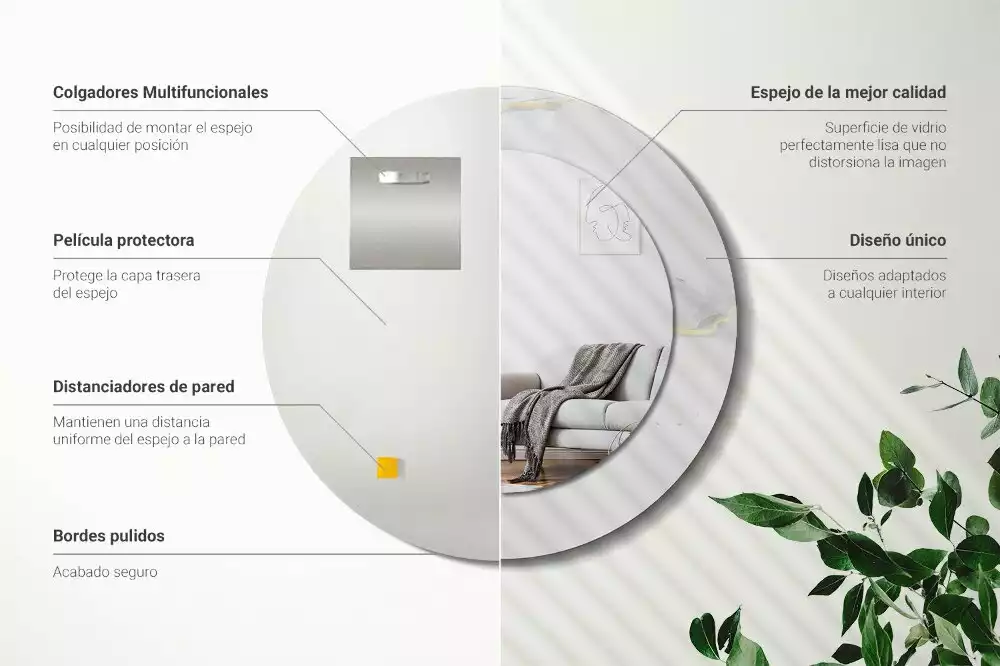 Kerek tükör fali dísz Fehér márvány