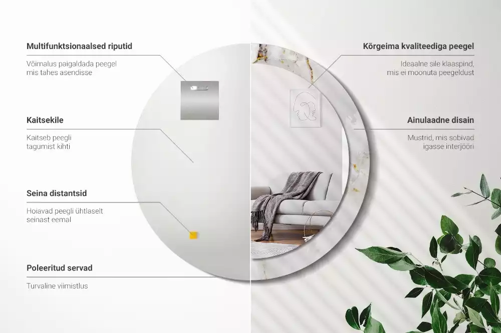 Kerek tükör fali dísz Fényes márvány