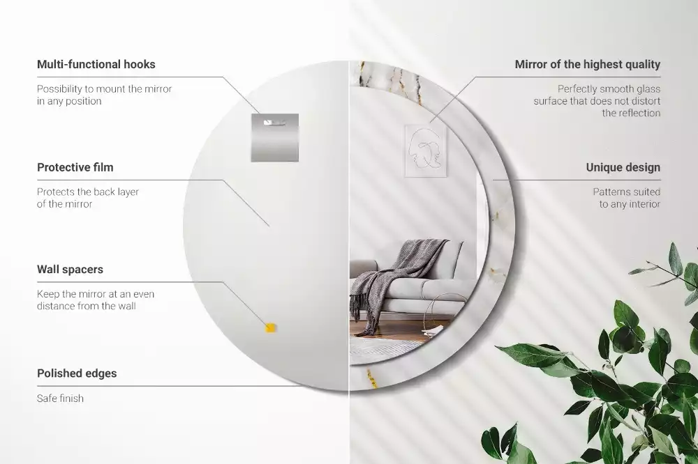 Kerek tükör fali dísz Fényes márvány