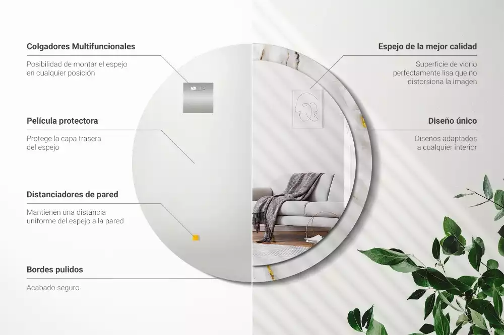 Kerek tükör fali dísz Fényes márvány